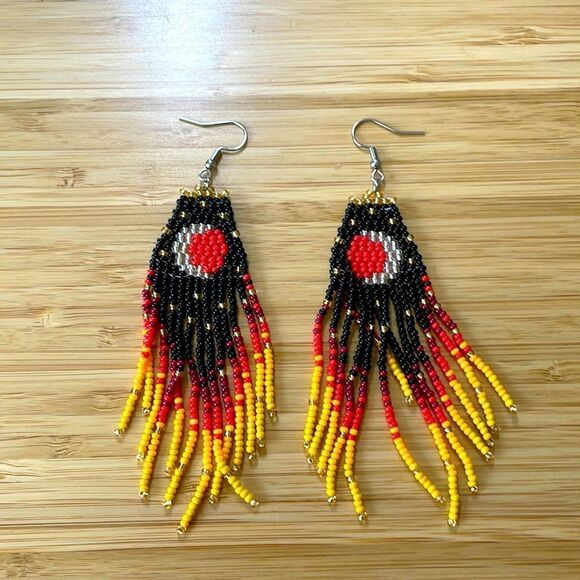 Colorful Bohemian Beaded handmade Tassel Pendant Dangle Earrings - Picture 1 of 2